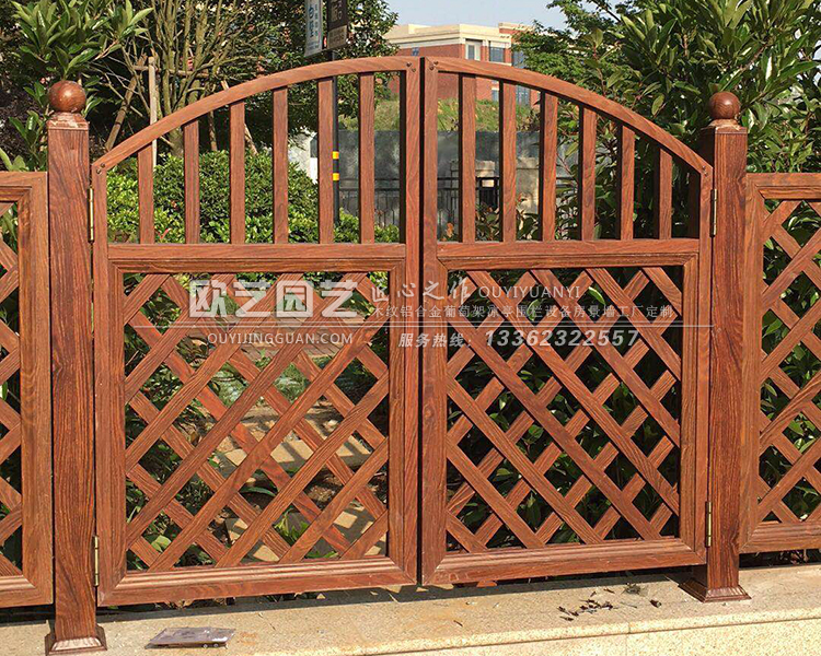木纹铝合金围栏 护栏门